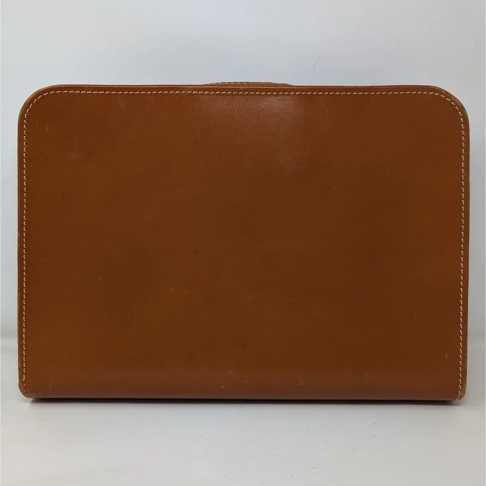 Vintage Hugo Bosca Built Cowhide Zip Briefcase Attaché Case Brown Leather 16x11